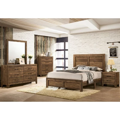 3pc Queen Quail Bedroom Set With 2 Nightstands Rustic Light Walnut - HOMES: Inside + Out - Image 5
