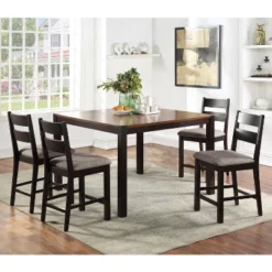 5pc Ulmar Counter Height Extendable Dining Table Set Dark Oak/Espresso - HOMES: Inside + Out