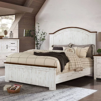 2pc Queen Willow Rustic Bedroom Set Distressed White/Walnut - HOMES: Inside + Out - Image 5