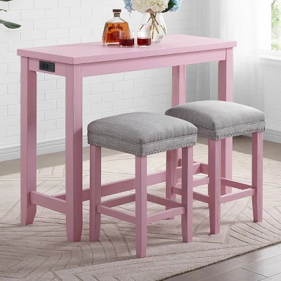 3pc Rockland Dining Set With USB Plug Antique Pink - HOMES: Inside + Out
