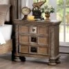 Lellen 3 Drawer Carved Details Nightstand Rustic Natural Tone - HOMES: Inside + Out