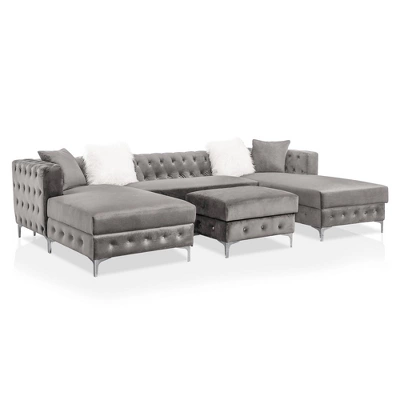 Elmhurst U Shaped Deep Button Tufted Sectional With Ottoman - HOMES: Inside + Out - Image 4
