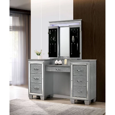 2pc Mallery Vanity Set With Stool Silver - HOMES: Inside + Out - Image 5