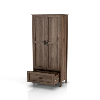 Nurembo 1 Drawer Wardrobe Closet Distressed Walnut - HOMES: Inside + Out - Image 10