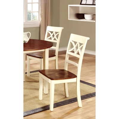 Set Of 2 Lanfield Country Style Back Design Side Chair Vintage White/Cherry - HOMES: Inside + Out