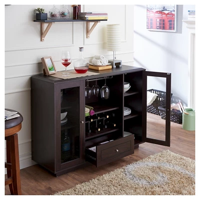 Candie Modern Multi-Storage Dining Buffet With Glass Cabinets Espresso - HOMES: Inside + Out - Image 3