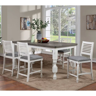 5pc Cambrien Rustic Farmhouse Counter Height Dining Set Antique White/Gray - HOMES: Inside + Out