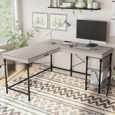 59" Gulnora L Shaped Desk With USB Power Ports - HOMES: Inside + Out - Image 7