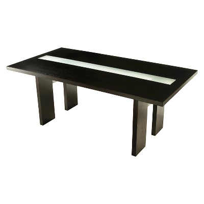 Stevenson Glass Insert Open Shelf W/Led Lights Dining Table Black - HOMES: Inside + Out - Image 2