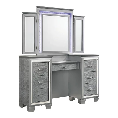 2pc Mallery Vanity Set With Stool Silver - HOMES: Inside + Out - Image 2