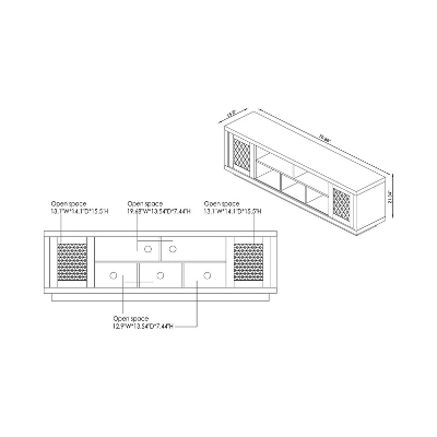 Valla Industrial TV Stand For TVs Up To 70" Black - HOMES: Inside + Out - Image 3