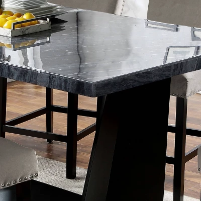 70" Westlie Rectangular Genuine Marble Top Counter Height Table Gray/Black - HOMES: Inside + Out - Image 2