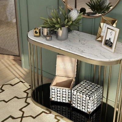 Solstice Glam Entryway Table Antique Brass - HOMES: Inside + Out - Image 5
