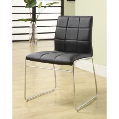 Set Of 2 Aneston Square Gridded Leatherette Side Chairs Black - HOMES: Inside + Out