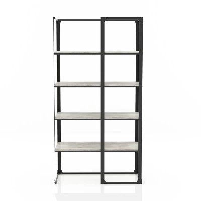 72.25" Havano 4 Shelf Open Industrial Bookcase Matte Black/Light Gray - HOMES: Inside + Out - Image 3