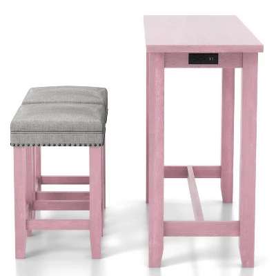 3pc Rockland Dining Set With USB Plug Antique Pink - HOMES: Inside + Out - Image 2