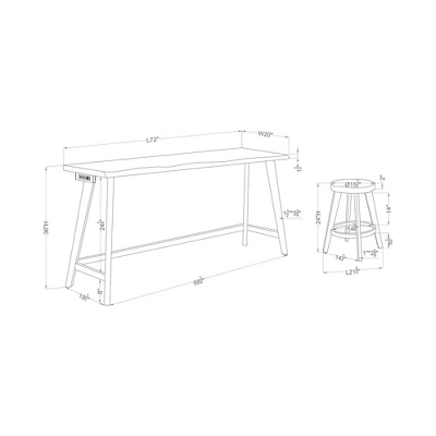 Ballivor Counter Height Dining Table Sets With USB Plug Dark Walnut - HOMES: Inside + Out - Image 8