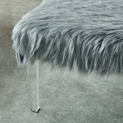 42" Korbin Faux Fur Like Glam Bench Gray - HOMES: Inside + Out - Image 2