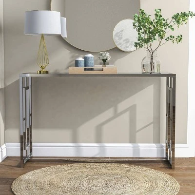Stagge Glam Rectangle Sofa Table Chrome - HOMES: Inside + Out - Image 2