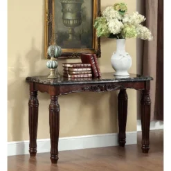 Mullie Traditional Faux Marble Top Sofa Table Brown - HOMES: Inside + Out