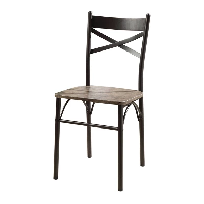 3pc Fairlands X Cross Back Dining Table Set Gray/Dark Bronze - HOMES: Inside + Out - Image 2