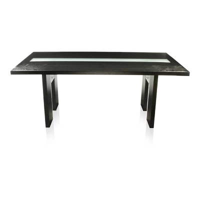 7pc Stevenson Glass Insert Open Shelf W/Led Lights Dining Table Set Black - HOMES: Inside + Out - Image 6