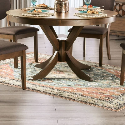 5pc Raven Transitional Round Dining Table Set Walnut/Dark Chocolate - HOMES: Inside + Out - Image 2