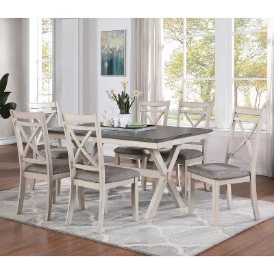 60" Arga Transitional Wood Dining Table Gray/Antique White - HOMES: Inside + Out - Image 2