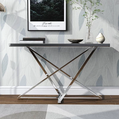 Drubeck Mirrored Rectangle Sofa Table Chrome - HOMES: Inside + Out - Image 2