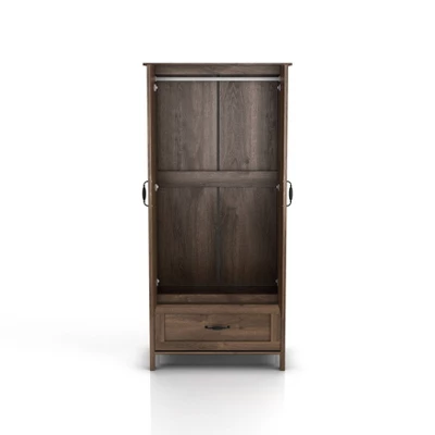 Nurembo 1 Drawer Wardrobe Closet Distressed Walnut - HOMES: Inside + Out - Image 8