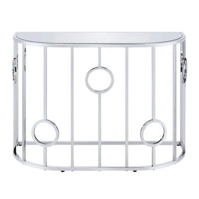 Oakmonte Mirrored Semi Circle Sofa Table Chrome - HOMES: Inside + Out - Image 4