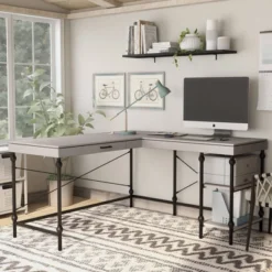 59" Gulnora L Shaped Desk With USB Power Ports - HOMES: Inside + Out
