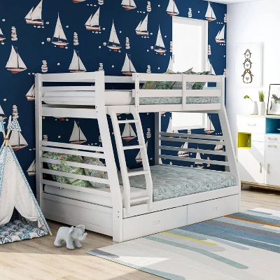 HOMES: Inside + Out Twin Over Full Kids' Emma Bunk Bed White - IoHOMES