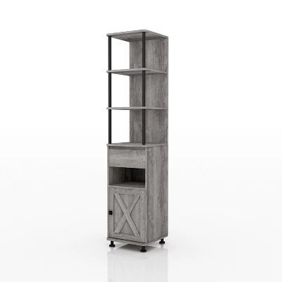 2pc Clander TV Stand And Bookcase Tower Set Vintage Gray Oak - HOMES: Inside + Out - Image 12