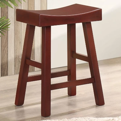 Set Of 2 24" Lille Seat Height Saddle Stools Dark Cherry - HOMES: Inside + Out