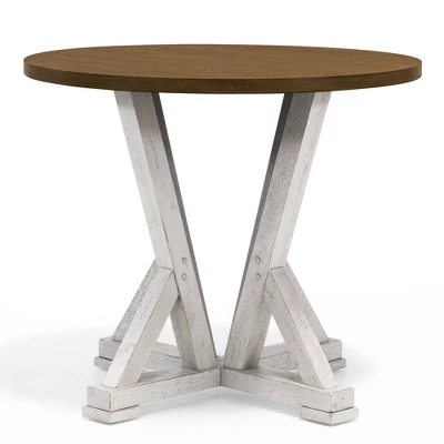 41" Naxti Rustic Round Counter Height Table Light Oak/Antique White - HOMES: Inside + Out - Image 3