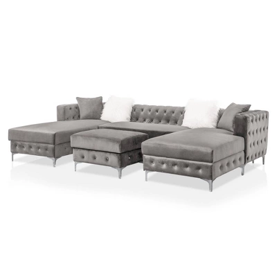 Elmhurst U Shaped Deep Button Tufted Sectional With Ottoman - HOMES: Inside + Out - Image 7