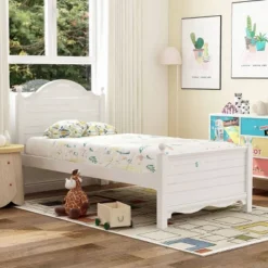 Full Ranallo Contemporary Plank Panel Platform Bed White - HOMES: Inside + Out