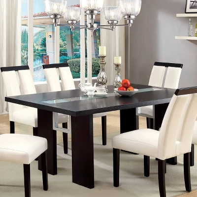 Stevenson Glass Insert Open Shelf W/Led Lights Dining Table Black - HOMES: Inside + Out