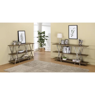 47" Seto 3 Shelf Console Table Dark Oak - HOMES: Inside + Out - Image 5