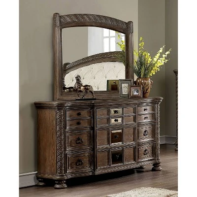 2pc Lellen Dresser And Mirror Set Rustic Natural Tone - HOMES: Inside + Out