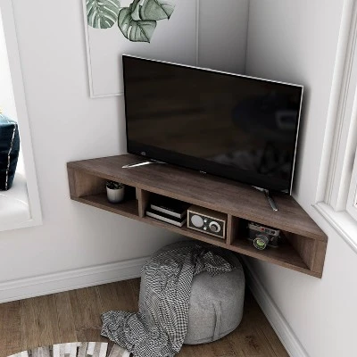 Tybo Open Shelves Corner Floating Console Fits Tv's Up To 50" - HOMES: Inside + Out - Image 4