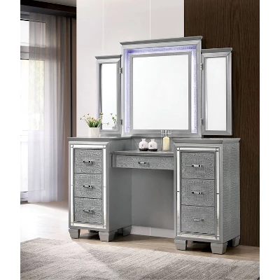 2pc Mallery Vanity Set With Stool Silver - HOMES: Inside + Out - Image 4