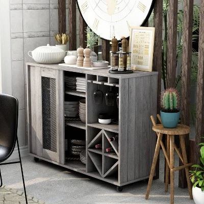 Carmelia Industrial Inspired Sliding Door Buffet - HOMES: Inside + Out