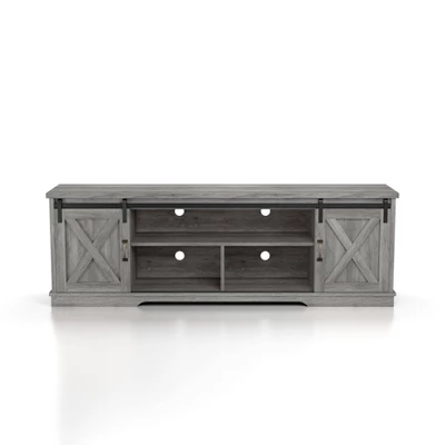 2pc Clander TV Stand And Bookcase Tower Set Vintage Gray Oak - HOMES: Inside + Out - Image 11