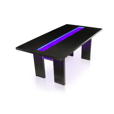 7pc Stevenson Glass Insert Open Shelf W/Led Lights Dining Table Set Black - HOMES: Inside + Out - Image 4