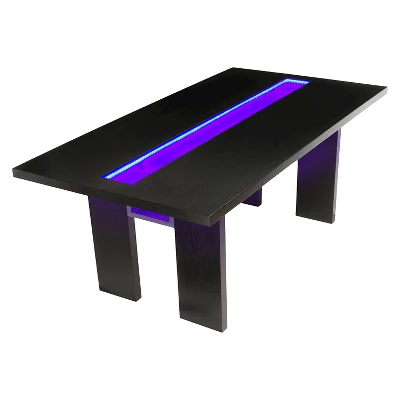 Stevenson Glass Insert Open Shelf W/Led Lights Dining Table Black - HOMES: Inside + Out - Image 3