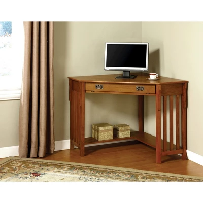 Mezas Mission Style Corner Computer Desk Oak - HOMES: Inside + Out