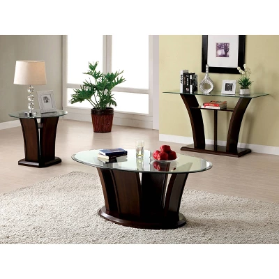 Mellie Modern Flared Glass Top Sofa Table Dark Cherry - HOMES: Inside + Out - Image 2