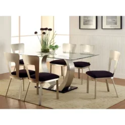 7pc Langton Dining Set W/Rectangular Back Chairs Silver/Black - HOMES: Inside + Out